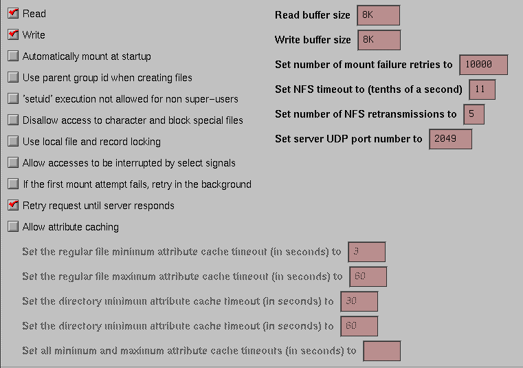 Figure 3-13 xfsm Mount Dialog Advanced Options