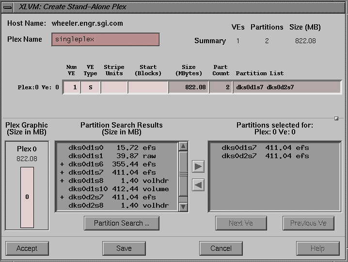 Figure 4-11 xlvm Create Plex Dialog