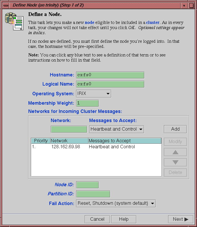 Example Node Definition