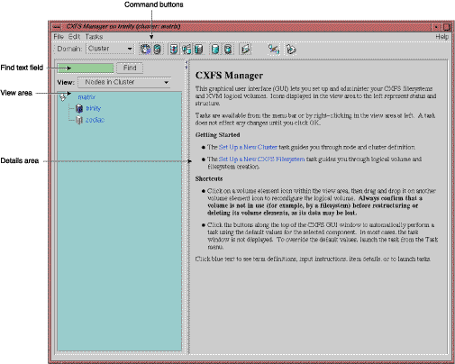 CXFS Manager GUI Window