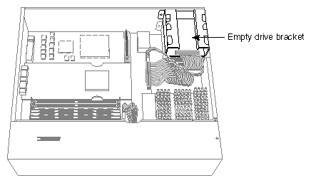 Figure 6-1 Locating the Drive Bracket Above the System Disk