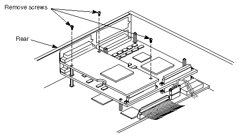 Figure 9-6 Removing the Screws From the GIO Option Board