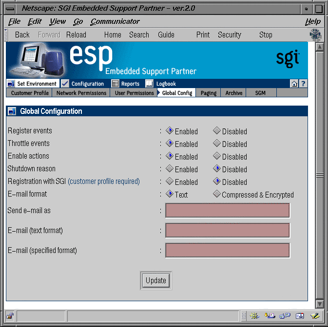 Figure 3-11 Global Configuration Window (Web-based Interface)