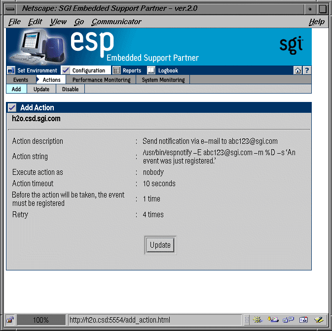 Figure 7-6 Example Confirmation Message for Sending an E-mail Message Action 