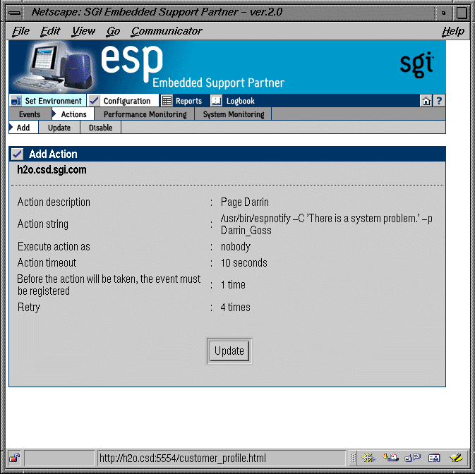 Figure 7-9 Example Confirmation Message for Sending a Message to a Pager Action 