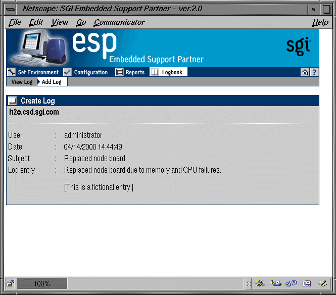 Figure 6-6 Completed Logbook Entry