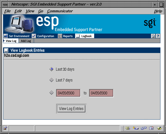 Figure 6-1 View Logbook Entries Window