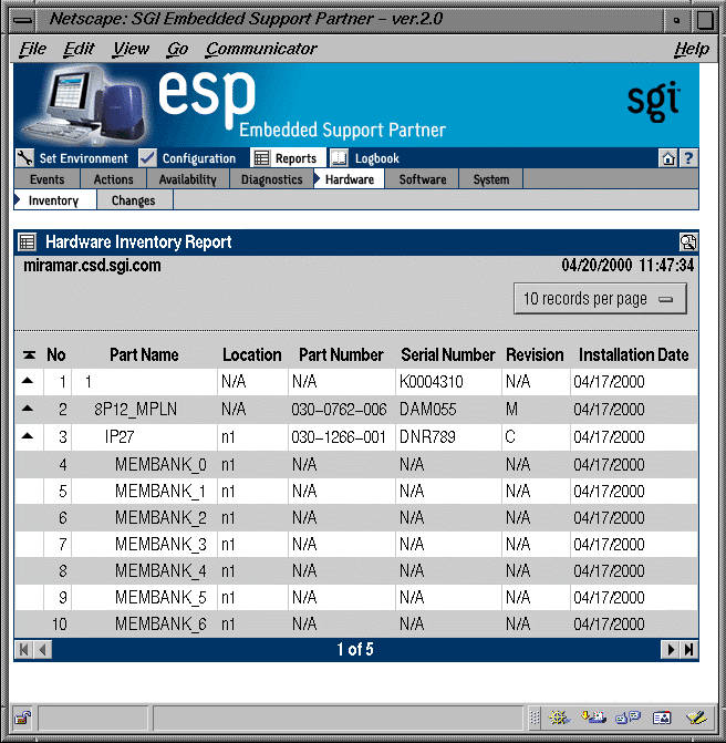 Figure 5-30 Example Hardware Inventory Report with Rows Expanded (Single System Manager Mode)