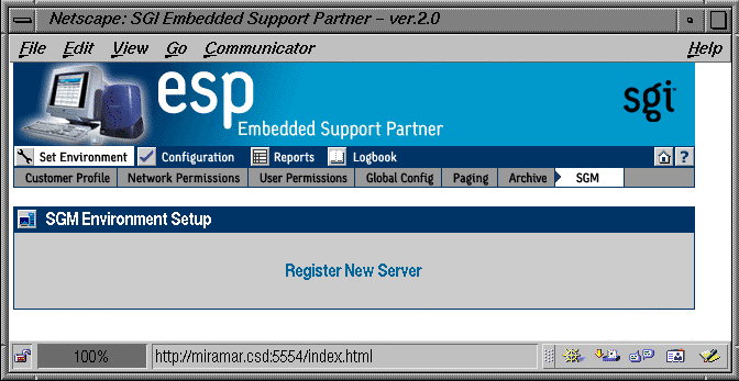 Figure 3-18 Register New Server Link