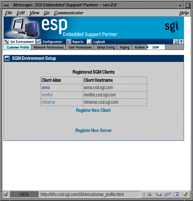 Figure 3-26 Registered SGM Clients