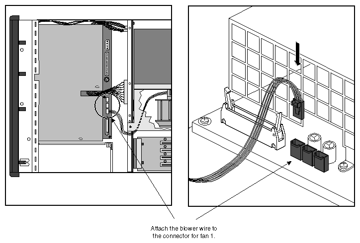 Figure 5-27 Reattaching the Blower Power Cable