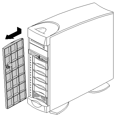 Figure 5-4 Removing the Front Door, Tower Configuration