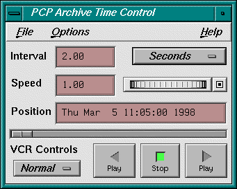 pmtime PCP Archive Time Control Dialog