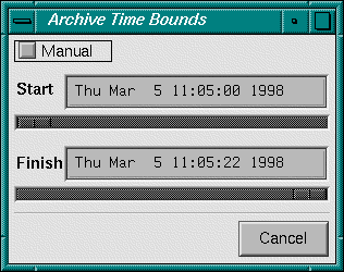 pmtime Archive Time Bounds Dialog