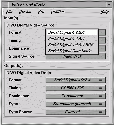 Selecting Digital Input Video Format in vcp 