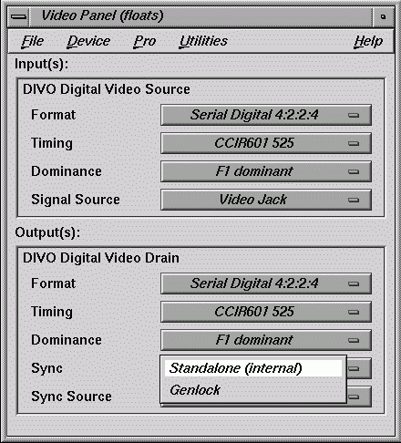 Setting Standalone or Genlock Sync