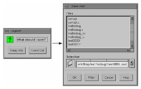 Figure 4-31  Heap View Save Text Dialog Boxes