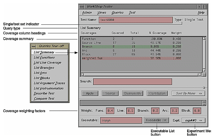 Figure 8-5 "List Summary" Query Window