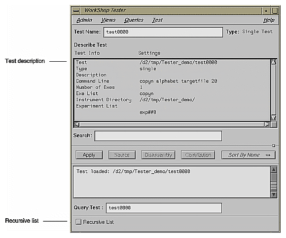 Figure 9-26 "Describe Test" Example