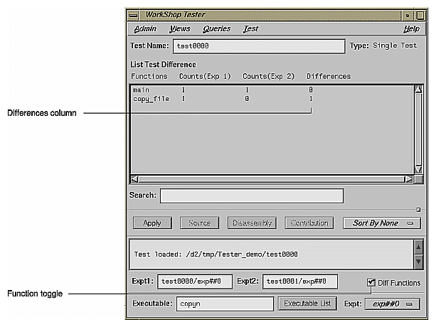 Figure 9-28 "Compare Test" Example — Function Differences