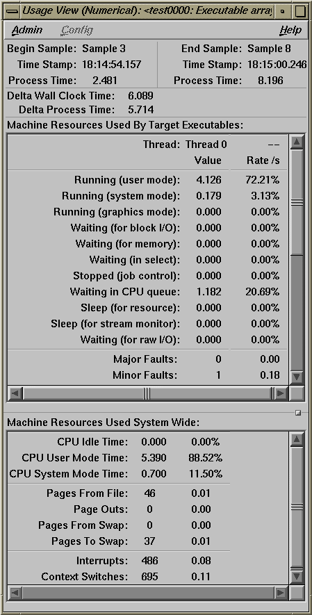 Figure 2-7 Viewing a Phase in the Usage View (Numerical)