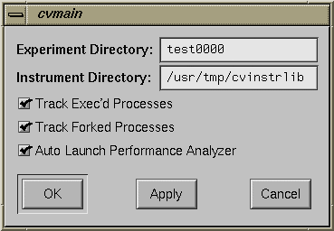 Figure 3-1 Performance Experiment Configuration Dialog Box