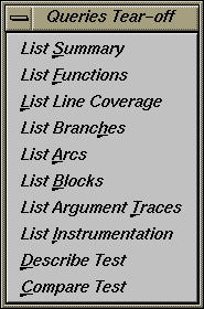 Figure 5-4  The Queries Menu from Main Tester Window