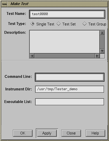 Figure 9-6 "Make Test" Dialog Box