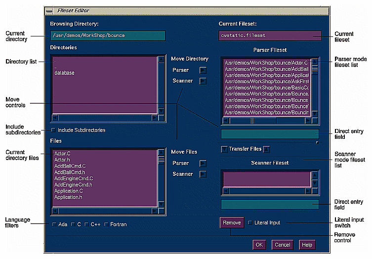 Figure 3-1 The Fileset Editor Window