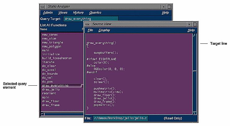 Figure 4-18  The Source View Window With Highlighted Source Code