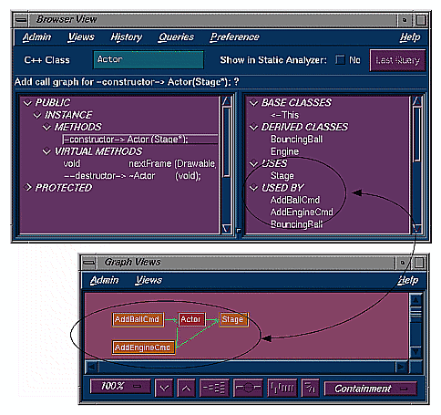 Figure 8-8 Comparison of Data Displayed in Browser With Data Displayed in Containment Graph