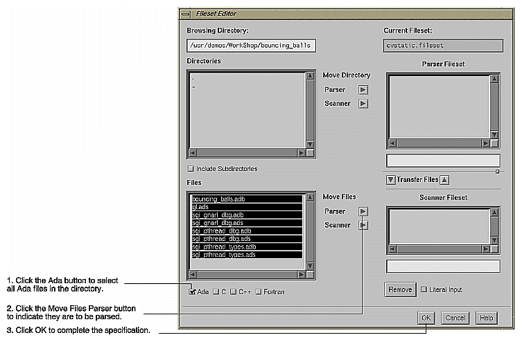 Figure 9-1 Steps in Specifying a Parser Fileset