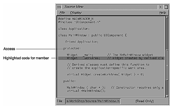 Figure 10-4 Source View of Class Data Member