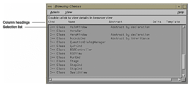 Figure 10-1 Browsing Choices Window