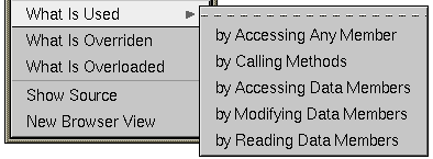 Figure 10-21 "What Is Used" SubmenuCurrent Class Pop-Up Menu