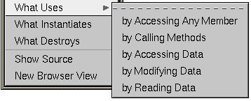 Figure 10-22 "What Uses" SubmenuCurrent Class Pop-Up Menu