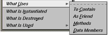 Figure 10-15 "What Uses" Submenu of Queries Menu