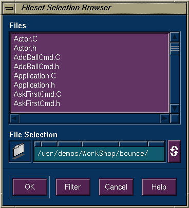 Figure 3-3 The Fileset Selection Browser Window