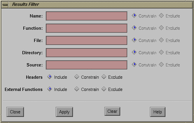 Figure 5-8 The Results Filter Window