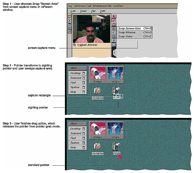 Figure 3-8 Single-Action Pointer Grab Example: Capture by Sweeping 