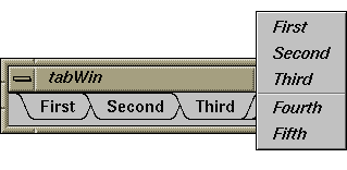 Figure 14-7 Using the Popup Menu to Select a Collapsed Tab in a VkTabPanel Component