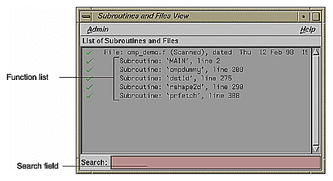 Figure 2-6 Subroutines and Files View 