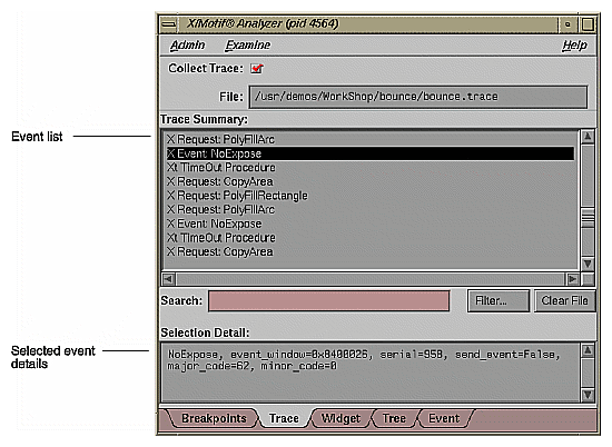 Figure 17 X/Motif Analyzer Trace Examiner