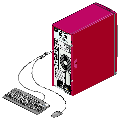 Connecting the K
eyboard 
and Mouse Cables