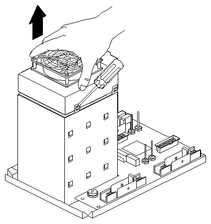 Figure 7-27 Releasing the System Fan from the Back of the Drive Bay