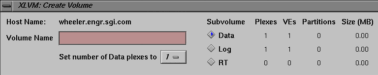 Figure 4-6 xlvm Create Volume Dialog Fields