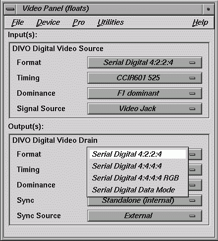 Selecting Video Drain Format 