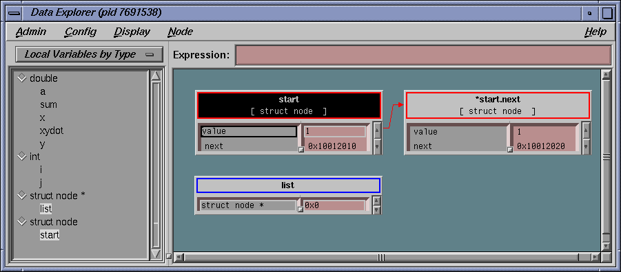 Data Explorer: names grouped by type