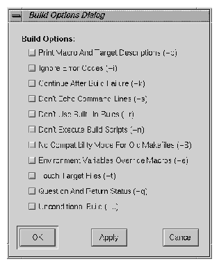 Build Options Dialog