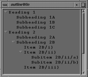 Figure A-2 VkOutline Component With the Scrollbar Visible